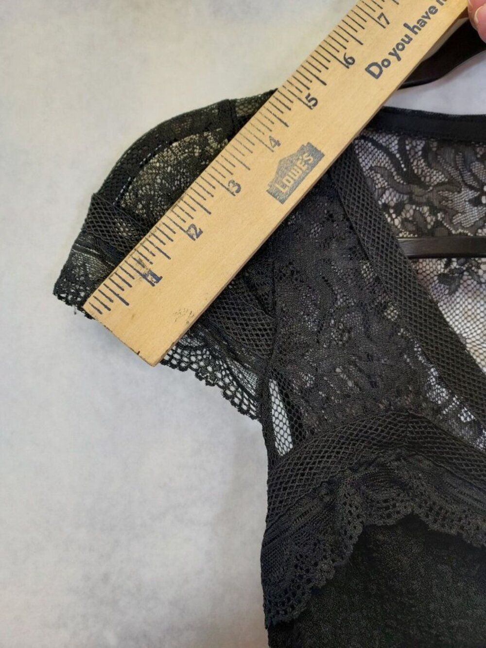 Free People Lace Envy Bodycon Dress Women’s XS Black Stretch Mini Club Festival - Picture 13 of 14